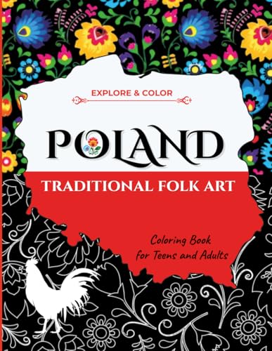 POLAND Traditional Folk Art /Coloring Book for Kids, Teens and Adults / Explore & Color / Stress-Relief, Mindful Patterns & Relaxing Polish Ethnic ... Relaxation Mindfulness Art Therapy Activities image 2