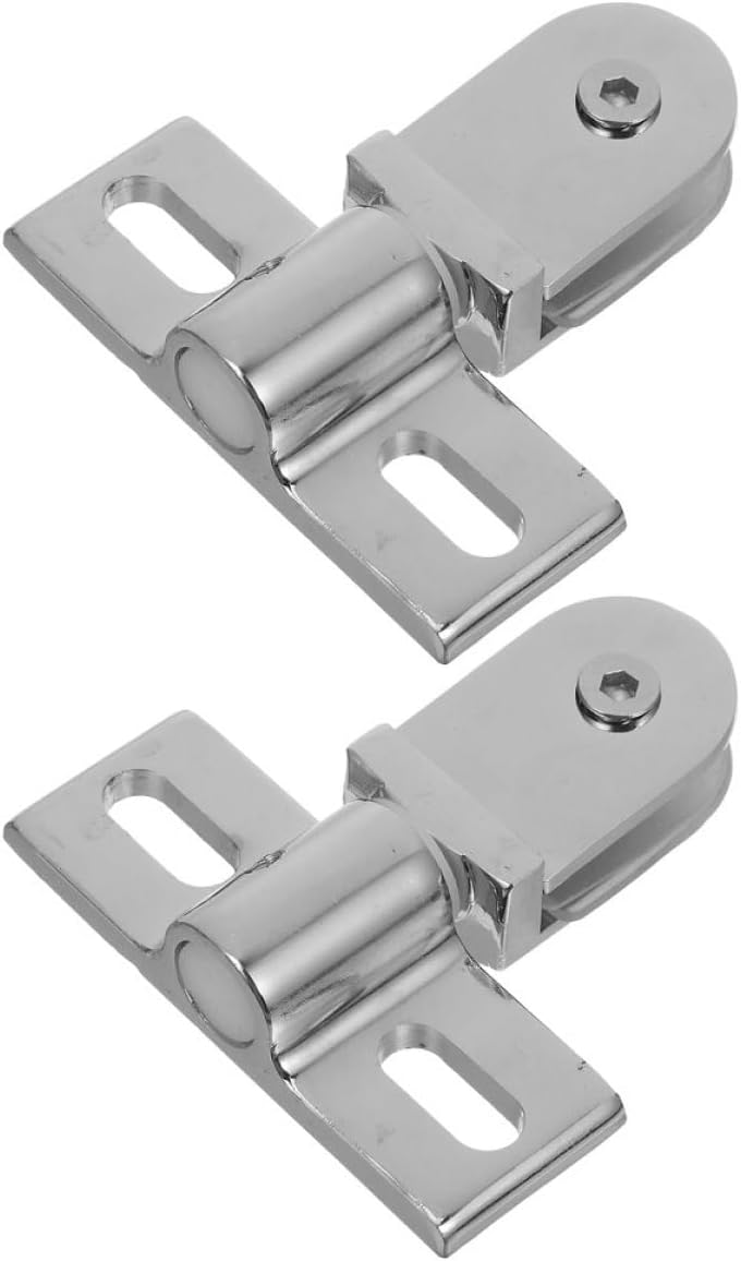Two-Way Opening Shower Door Pivot Hinges with Reinforced Steel Top and Bottom Clamps, Adjustable Hardware Accessories for Frameless Glass Doors, 2Pcs