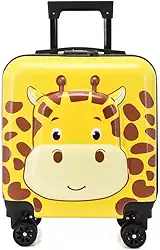 Mala de Viagem Infantil 3D | Bagagem de Bordo Divertida com Rodinhas 360° e Cadeado de Segurança - Modelo: Girafa