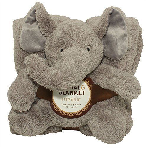 silver one sherpa plush stuffed animal and throw blanket