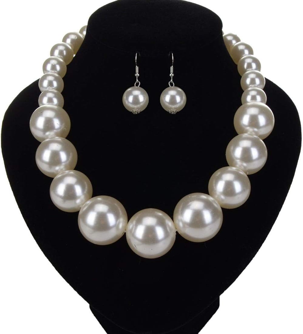 Jerollin Crystal Rhinestone/Pearl Statement Chain Necklace, Vintage Choker Bib Pendant Necklace Bohemian Bling Tassel Collar Statement Necklace for Evening Party