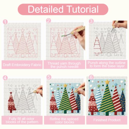 Image of BEUNITONE Punch Needle Kit for Beginners Adults - Christmas Grove Design