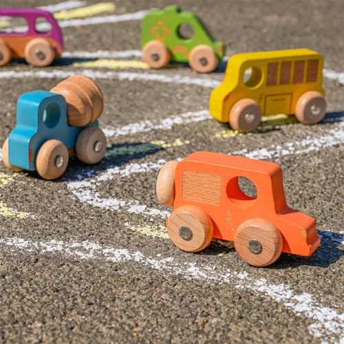 tickit Rainbow Wooden Vehicles - Set of 12 - Small, Chunky Cars - for Ages by tickit - Used condition - Image 2