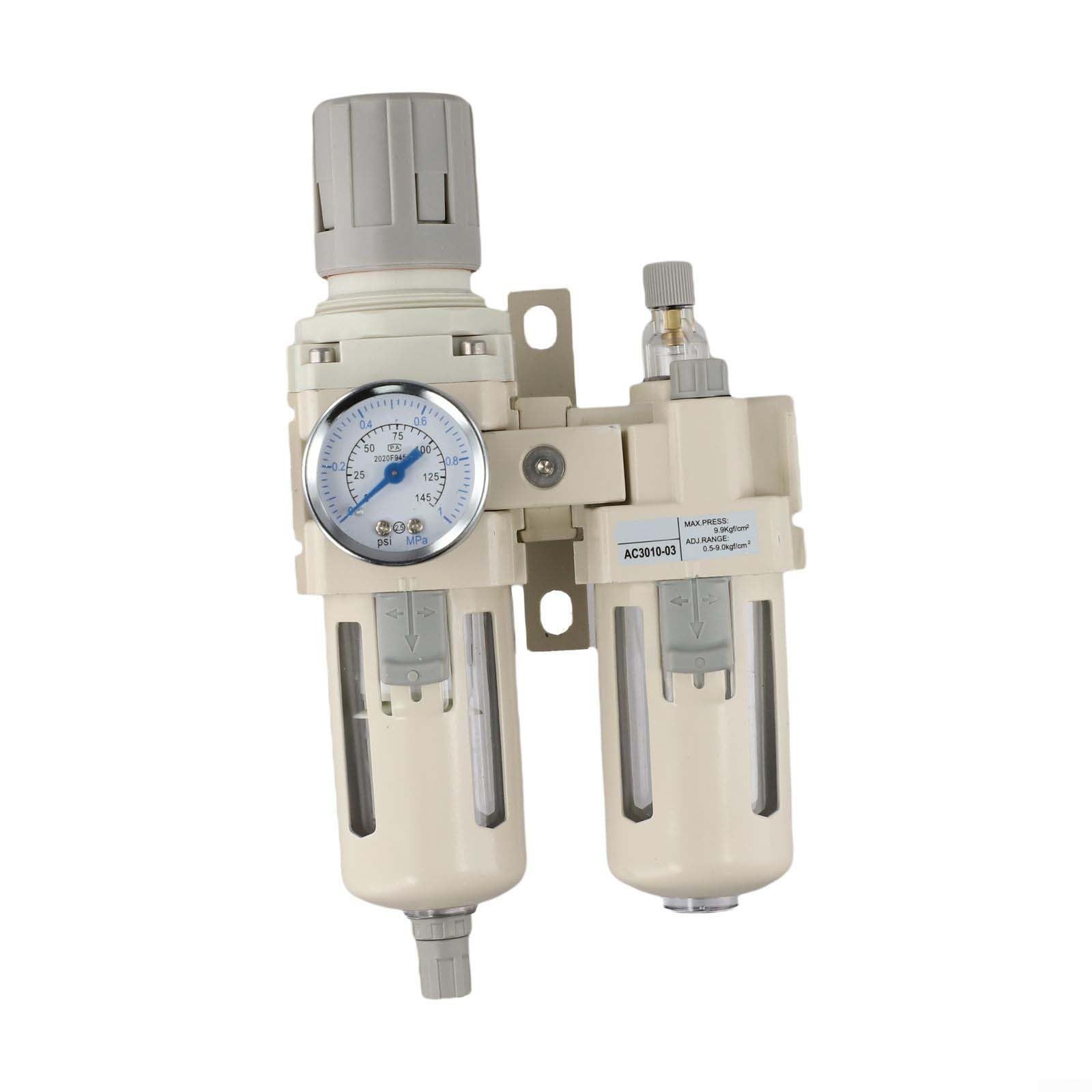 Regulador de filtro de aire comprimido industrial con separador de trampa de aceite de agua y válvula de drenaje semiautomática para una protección eficiente del sistema neumático (3/8