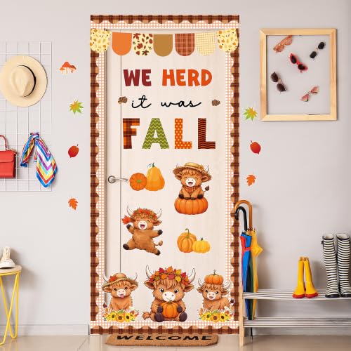 Fall Highland Cow Bulletin Board Decoration Kit We Herd It was Fall Bulletin Board Decoration Kit Fall Classroom Bulletin Board Decorations Autumn Thanksgiving Paper Cut Outs School Wall Decor - Image 5