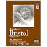 Strathmore 400 Series Bristol Paper Pad, Smooth, Tape Bound, 9x12 inches, 15 Sheets (2-ply) - Artist Paper for Adults and Students - Markers, Pen and Ink