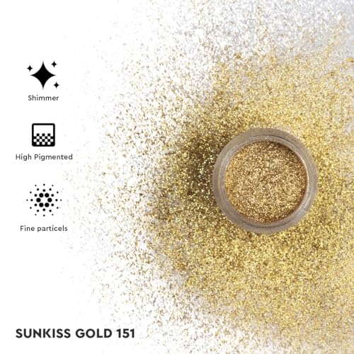Image of C2P Pro Eyeshadow Pigment for Eye Makeup - 2g | Long-Lasting and Highly Pigmented Loose Precious Pigments with Metallic Effect | Cosmetics For Women and Girls (Sunkiss Gold 151, 02 Gram)