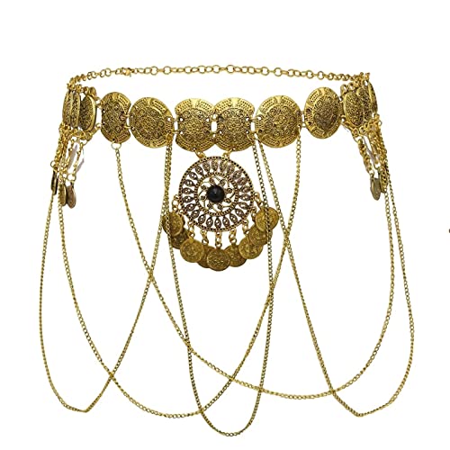 Cadenas de vientre doradas y plateadas joyeria de cuerpo para mujer con monedas