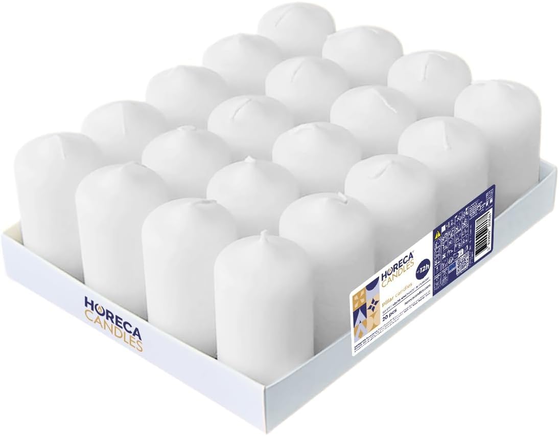 Horeca Candles - Stumpenkerzen - Weiß - Ø 4 x 7 cm - 80er Set Blockkerzen - Lange Brenndauer 12 Stunden - Ohne Duft - Kerzen für Haushalt, Feiern und Gastronomie