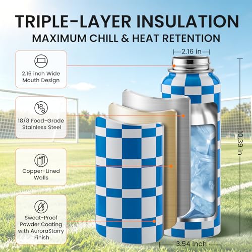 Image of RAYMYLO 2026 Soccer Biggest Event Edition Insulated Water Bottle 40 oz, Nation Flag Design, Best Souvenir & Gift for World Soccer Lover, Vacuum Stainless Steel (Cold for 36Hrs), Leak Proof & Non-BPA