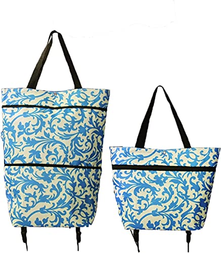 ショッピングカート 買い物カート 買い物キャリー 高齢者用 ショッピングカート 折りたたみ ショッピングバッグ 手提げ エコバッグ 折り畳み 買い物 キャリー 買い物袋 防水 2輪 オックスフォード布製 花柄 携帯便利 2輪 キャリーカート