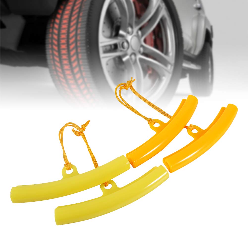 Protectores de Llanta para Cambio de Neumáticos, 5 Piezas, Amarillo, con Agujeros y Cuerdas, Protección de Borde de Rueda para Montaje y Desmontaje