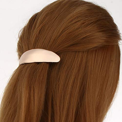oshhni Ouro Prata Metal Curvado Oval Francês Barrette Acessórios de Fivela de Cabelo Feminino - Ouro