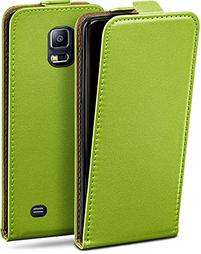 moex Flip Case für Samsung Galaxy S5 / S5 Neo Hülle klappbar mit 360 Grad Schutz, Handyhülle mit Displayschutz, PU Leder Handytasche Lederhülle, Flip Case Cover Klapphülle, Grün