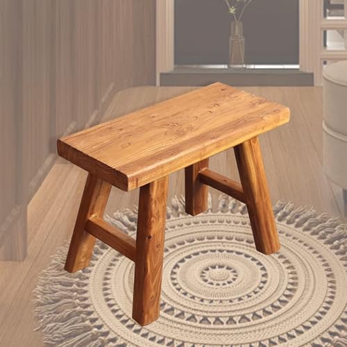 Rustic Farmhouse - Banco de madera maciza de madera maciza para entrada, banco de comedor estrecho para sala de estar y dormitorio, elegante asiento de ventana (50 x 26 x 45 cm)