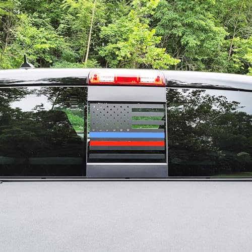 Image of Xinghe for Chevy Colorado GMC Canyon 2015-2026 Rear Middle Window American Flag Decal, Matte Black with Red Blue Line Vinyl Sticker for Back Sliding Glass