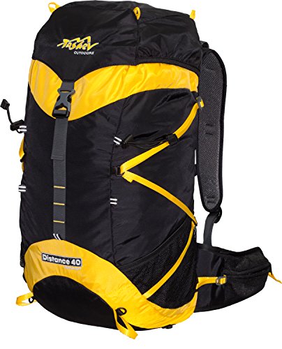 Tashev Outdoor Distance 40 - Mochila de senderismo con compartimento para beber, Distance 40L, negro y amarillo Cover