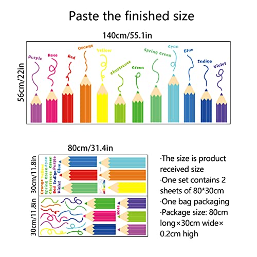 Multicolor Crayons Wall Decal Colorful Inspirational Wall Stickers Diy Peei And Stick Pens Wall Decals Nursery Wall Sticker For Babys Kids Bedroom Living Room Classroom Office Kitchen Playroom Home Wall Decoration #TOP1