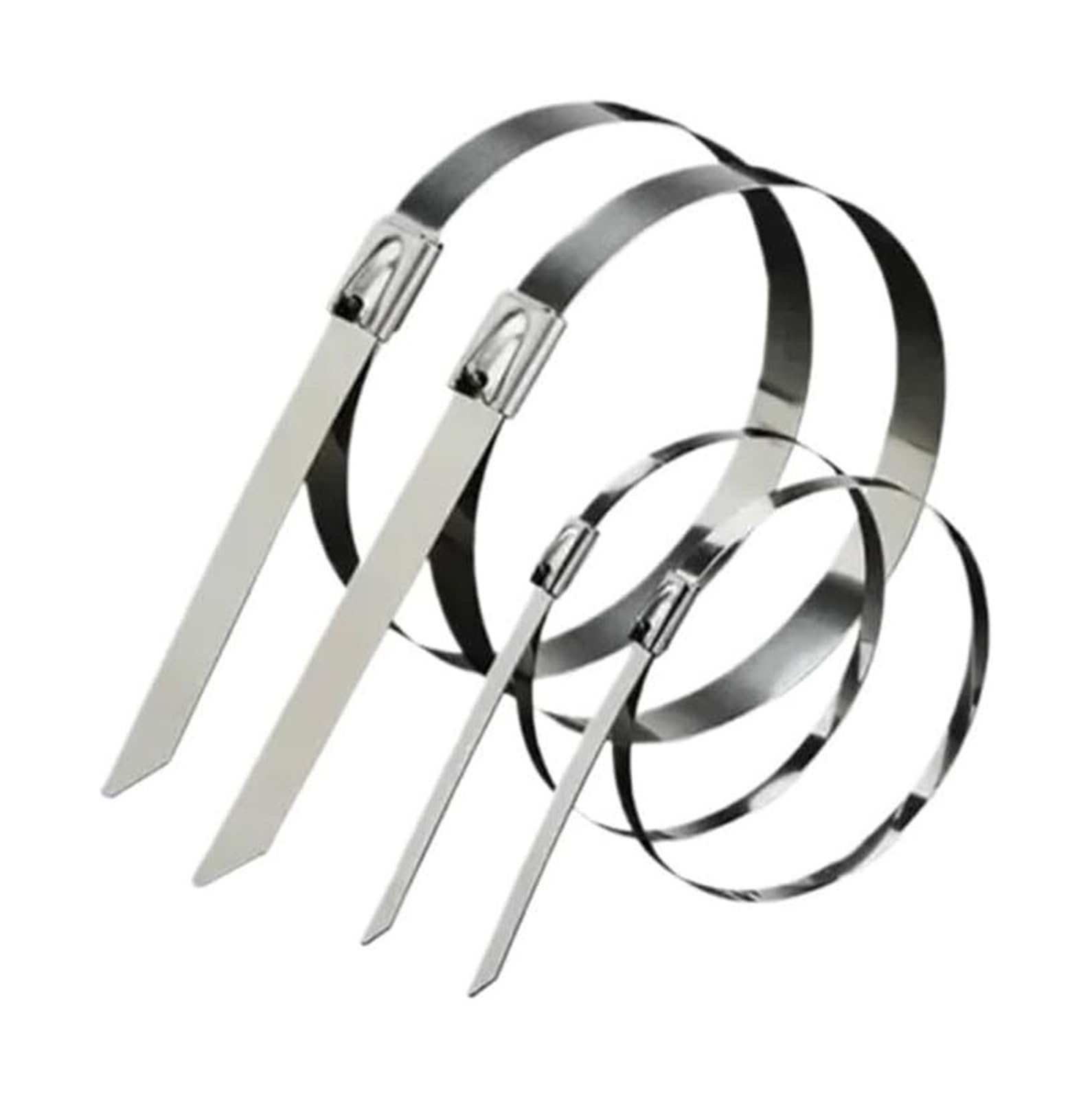 Metalowe opaski zaciskowe, 100 sztuk samoblokujących opasek kablowych ze stali nierdzewnej 4,6-12 mm x 100-1500(7.9mm,1200mm)