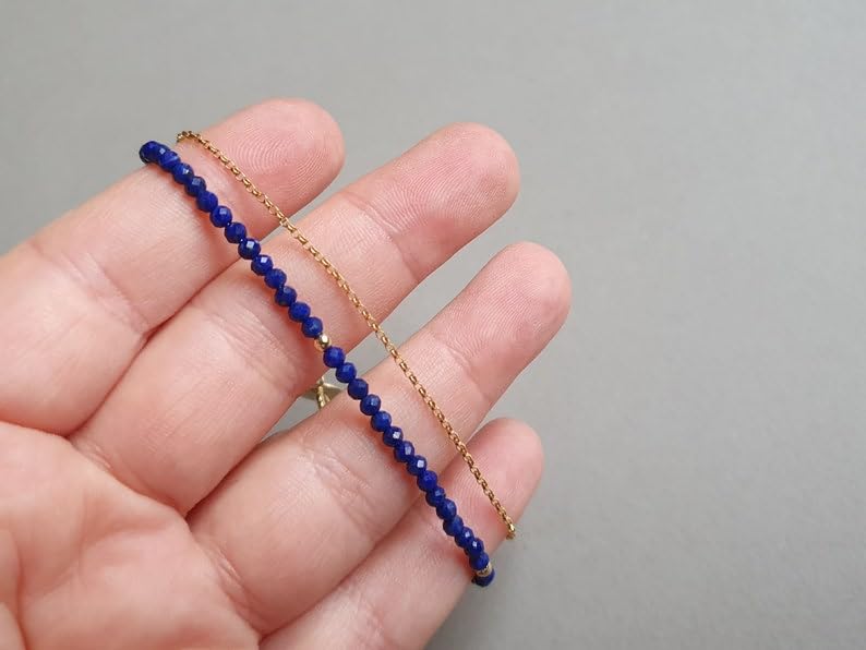 Bracelet Lapis-lazuli minimaliste à porter en accumulation - 3