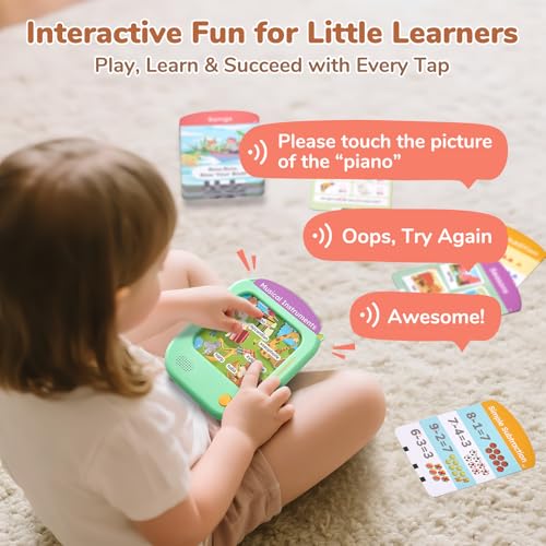 Image of JoyCat Kids Learning Tablet, Learn to Read 156 Pages Talking Flash Cards | 600+ Words, 40+ Themes, 100+ Interactive Games, Screen-Free Phonics Toddler Learning Toys Gifts for 2-6 Year Old