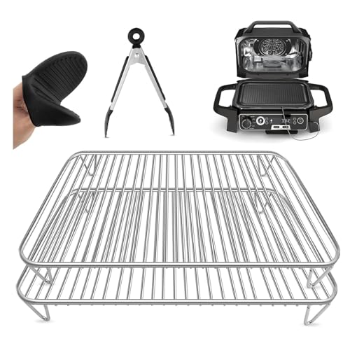 2 Pezzi Griglia Antiaderente per Ninja Woodfire, Barbecue Elettrico e Affumicatore, Accessori Compatibili Con OG701EU, Lavabile in Lavastoviglie