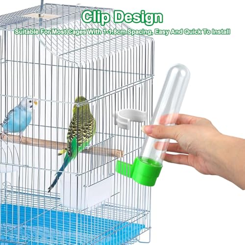 3 Stuks Automatische Vogelvoederautomaat Parkiet voor Kooi, Vogelkooi Drinker met Borstel Waterdispenser Vogelvoer Kooi, Helder 120 ml Voor Siervogels en Duiven - Afbeelding 5