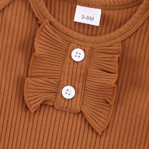 ESHOO Baby Girl Clothes Ruffle Long Sleeve Romper Plaid Suspender Skirt with Headband Newborn 3 Piece Outfit 0-24 Months3