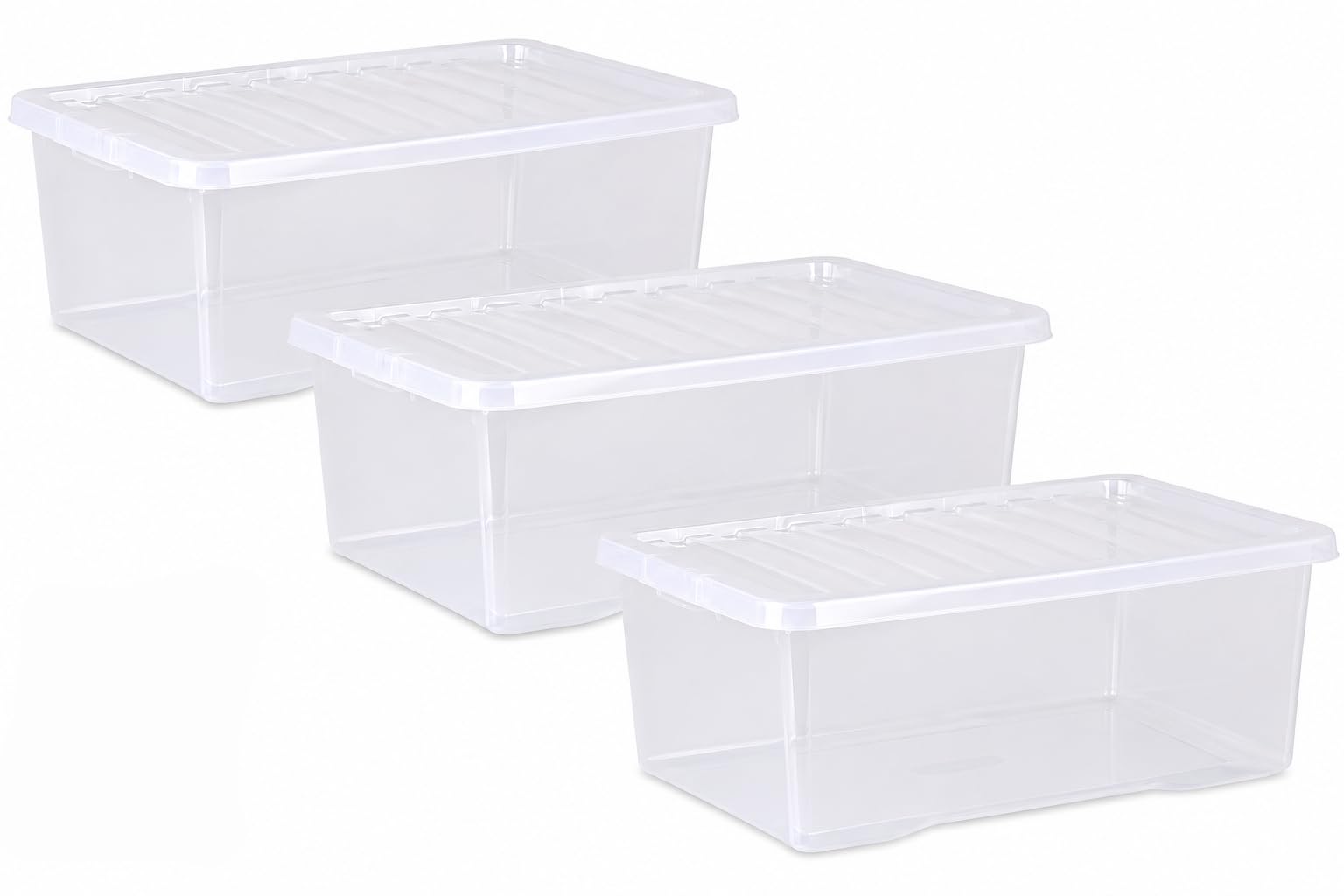 OptiProducts 45L Clear Plastic Storage Box with Clip Locking Clear Lid – Heavy Duty Stackable Storage Container for Home, Office, Garage, Loft, Toys, Clothes, Documents & General Organisation (3)