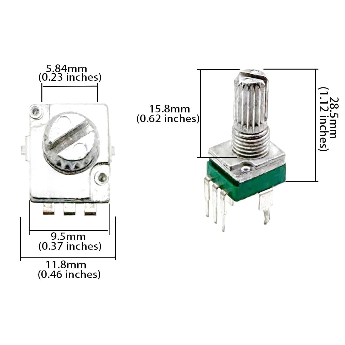 10PCS RK097 B1M 精密垂直シングルギャングポテンショメータ、15mmシャフト、3ピン1M&Omega;可変抵抗器
