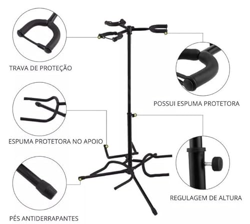 Estante para 3 instrumentos Violão Baixo Guitarra Suporte Tripe J33