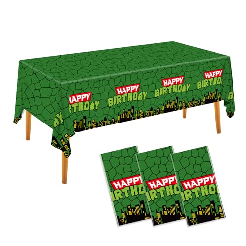 JVORFDG 3pcs Turtle Tablecloths Birthday Party Decorations Disposable Plastic Turtle Table Cloth Rectangle Table Covers Party Supplies for Kids Boys Birthday Decor 54 * 108inch