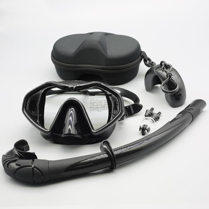 Máscara de Snorkel Buceo Kit de Snorkel de Silicona Impermeable y antivaho para Adultos con Espejo de Superficie de Buceo de Gran tamaño
