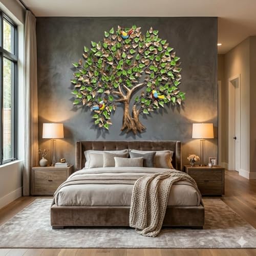 Image of Bharat Art Metal Iron ASPEN TREE Wall Art Decor for Living room Home Bedroom Cafe Interior Decorative | Elegant Wall Hanging Sculpture | Gift Item | Multicolor | 37x3x37 IN | CW046