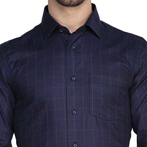 Image of blackberrys Checks Cotton Slim Fit Mens Work Wear Shirt