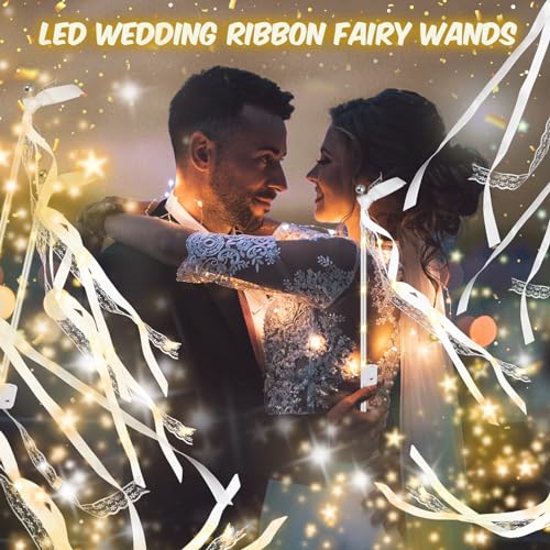 28PCS Light up Wands for wedding, Wedding Wands Streamers with 3 Colorful Flashing Modes, Fairy Wands, LED Silk Fairy Wand with Bells for Wedding, New Year, Thanksgiving, Concert - Image 5