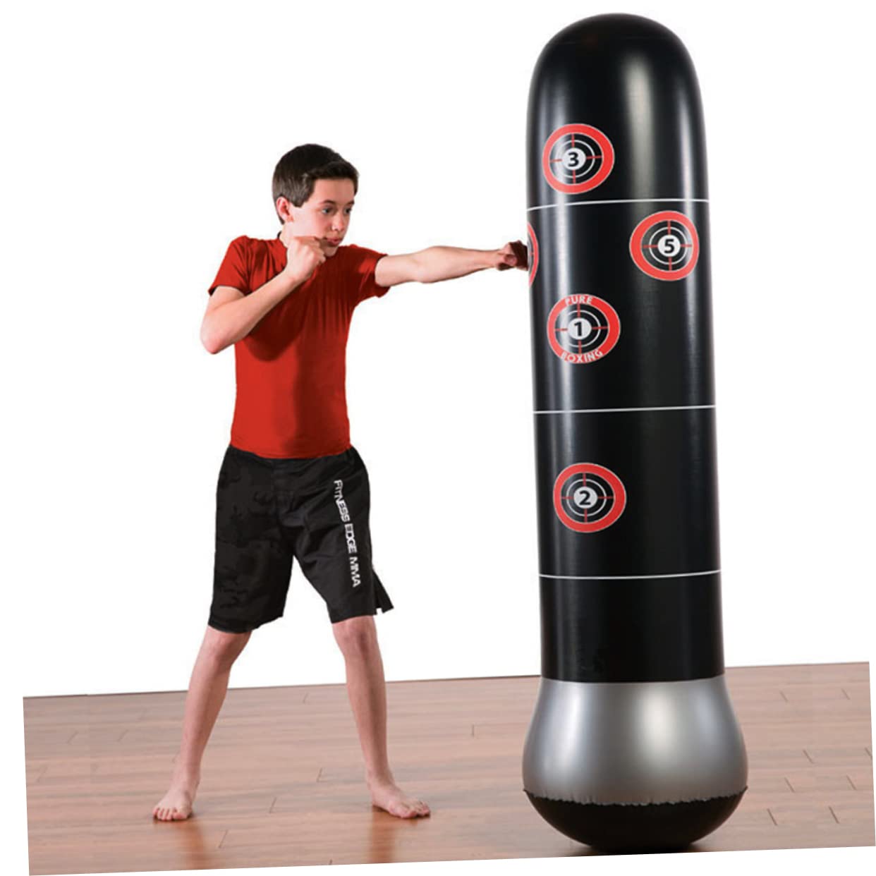 WOONEKY Poteau De Boxe Gonflable en PVC Épais Pompe Portable Outil De Fitness De Frappe Vertical Gobelet De Décompression
