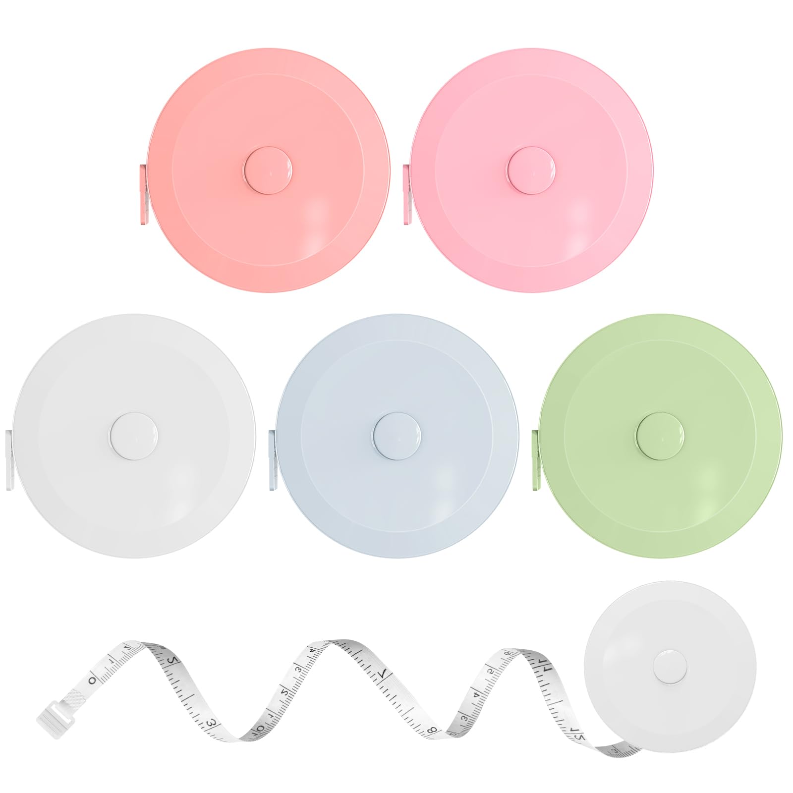 Measuring Tapes for Body Measurements, 5 Pack Soft Tape Measure 60-Inch & 1.5 Meter Dual Sided Measuring Tape Retractable, Craft Tailor Fabric Cloth