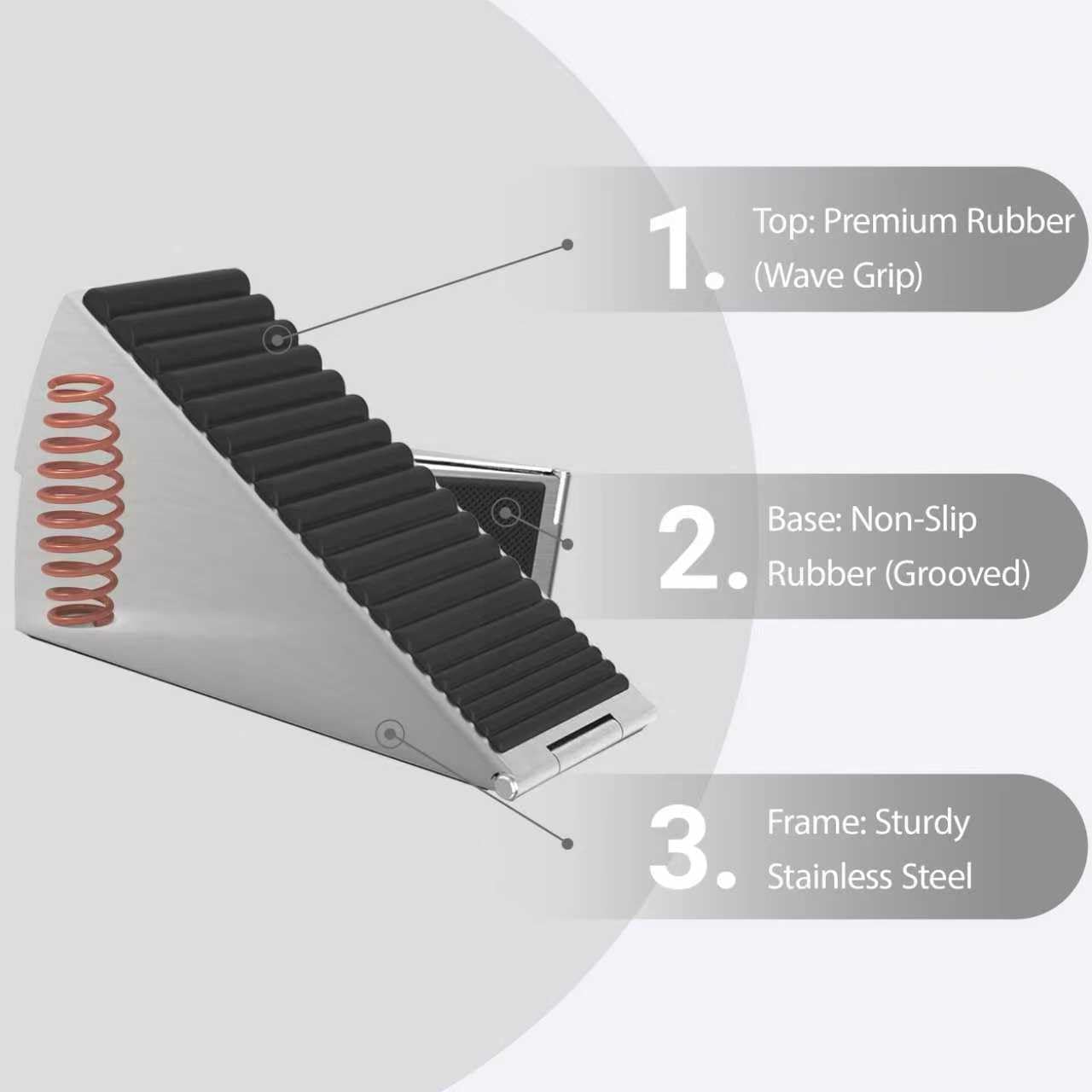 Spring Door Stoppers 4-Pack Heavy Duty Metal Rubber Wedge image 3