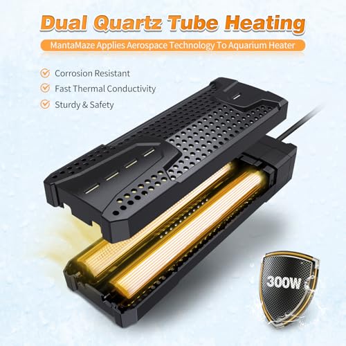 Image of Aquarium Heater 300W /500W /800W /1000W for 20-300 Gal, Fish Tank Heater with Intelligent Leaving Water Automatica Stop Heating and Overheating Protection, for Freshwater & Saltwater