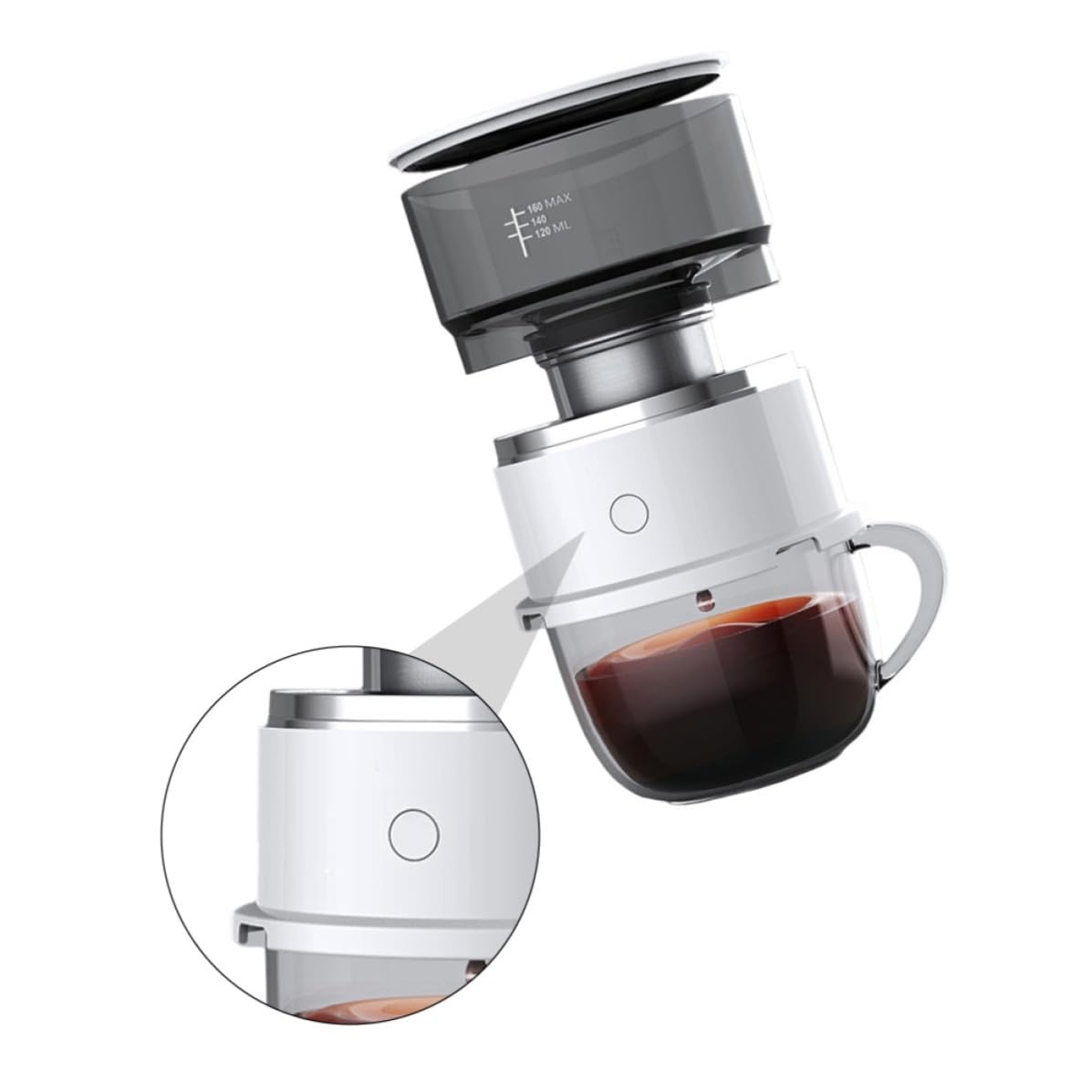 Macchina da Caffè Portatile per Uso Doppio Filtro a Maglia Fine, Capacità 160ml, Materiale Abs e Acciaio Inox, per Casa e Attività All'aperto Stili multipli