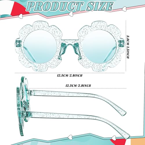 Image of Geyoga Kids Flower Sunglasses Colored Round Flower Glasses Cute Girls Baby Toddler Groovy Sunglasses for Outdoor Party Beach