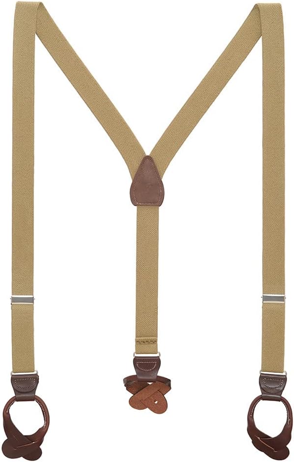 Suspender Store Tone-on-Tone Checkered Suspenders - 1.5-Inch Wide Elastic Jacquard - Button - 5 Colors & 3 Sizes