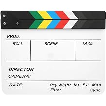 30 x 25 cm Acryl-Filmklappe Filmklappe mit integriertem Magneten wiederverwendbares Tafel-Regieboard f r Film- und Fotoproduktionen mit klarem Klang   ideal f r Hobby  und Farbstreifen-Whiteboard