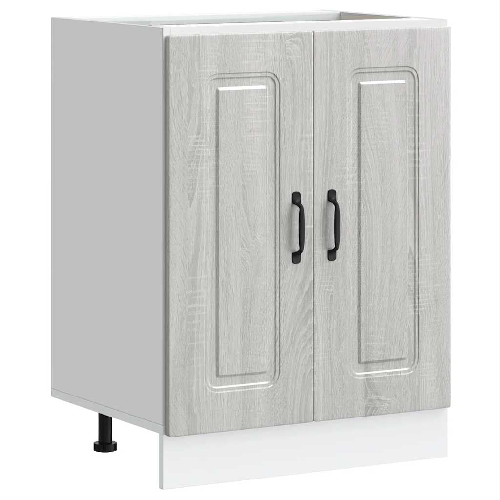 vidaXL Sink Base Cabinet Kalmar Grey Sonoma 60x46x81.5 cm Engineered Wood, kitchen base cabinet, kitchen sink base unit, kitchen base unit for sink