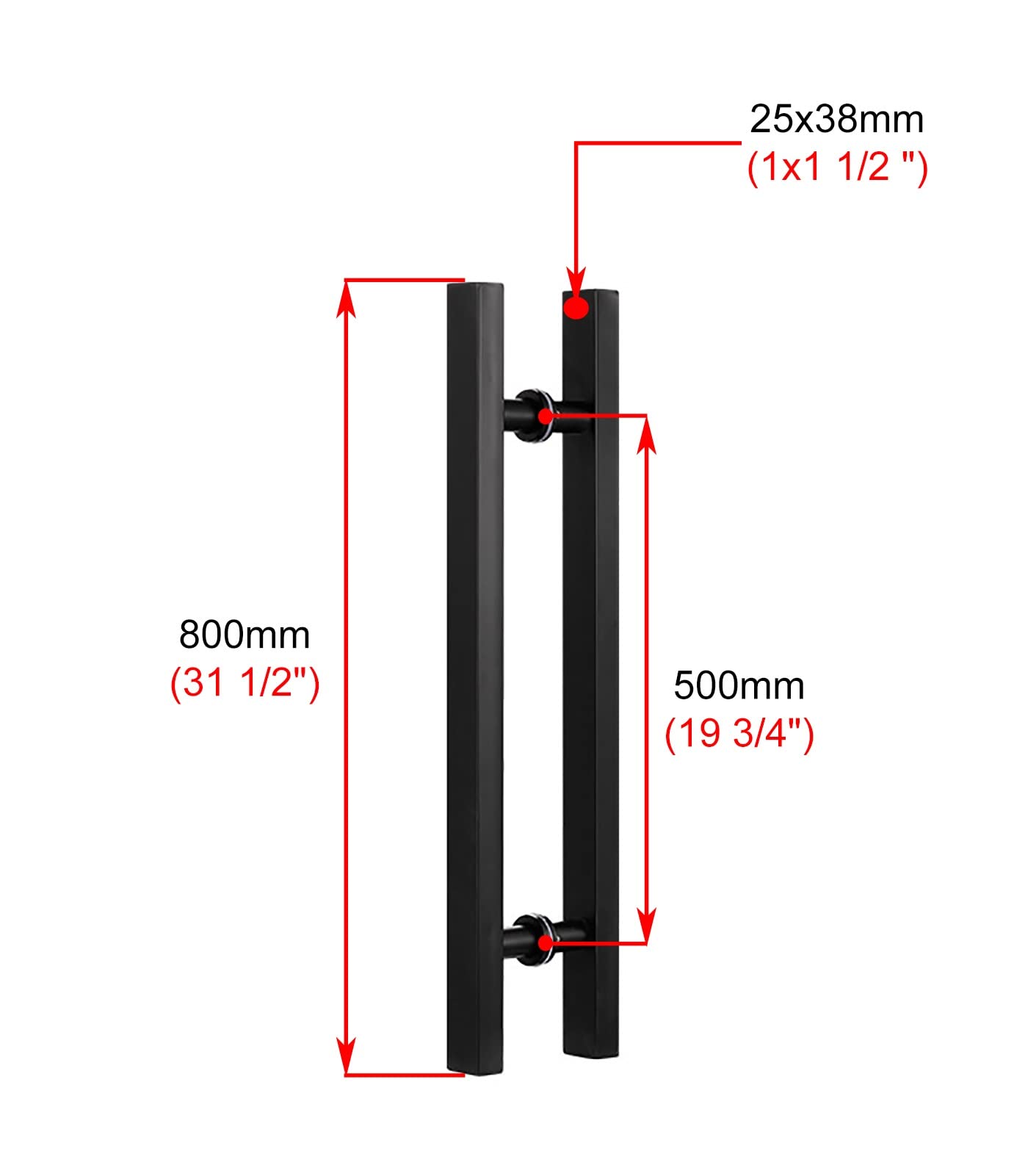 Maniglia per Porta Push Pull Bifacciale-con Accessori, Maniglia per Cancello Scorrevole per Fienile/Ufficio/Vetro/Porta d'ingresso, Set Maniglione Antiruggine, Lunghezza 50 60 80 120 cm(Nero