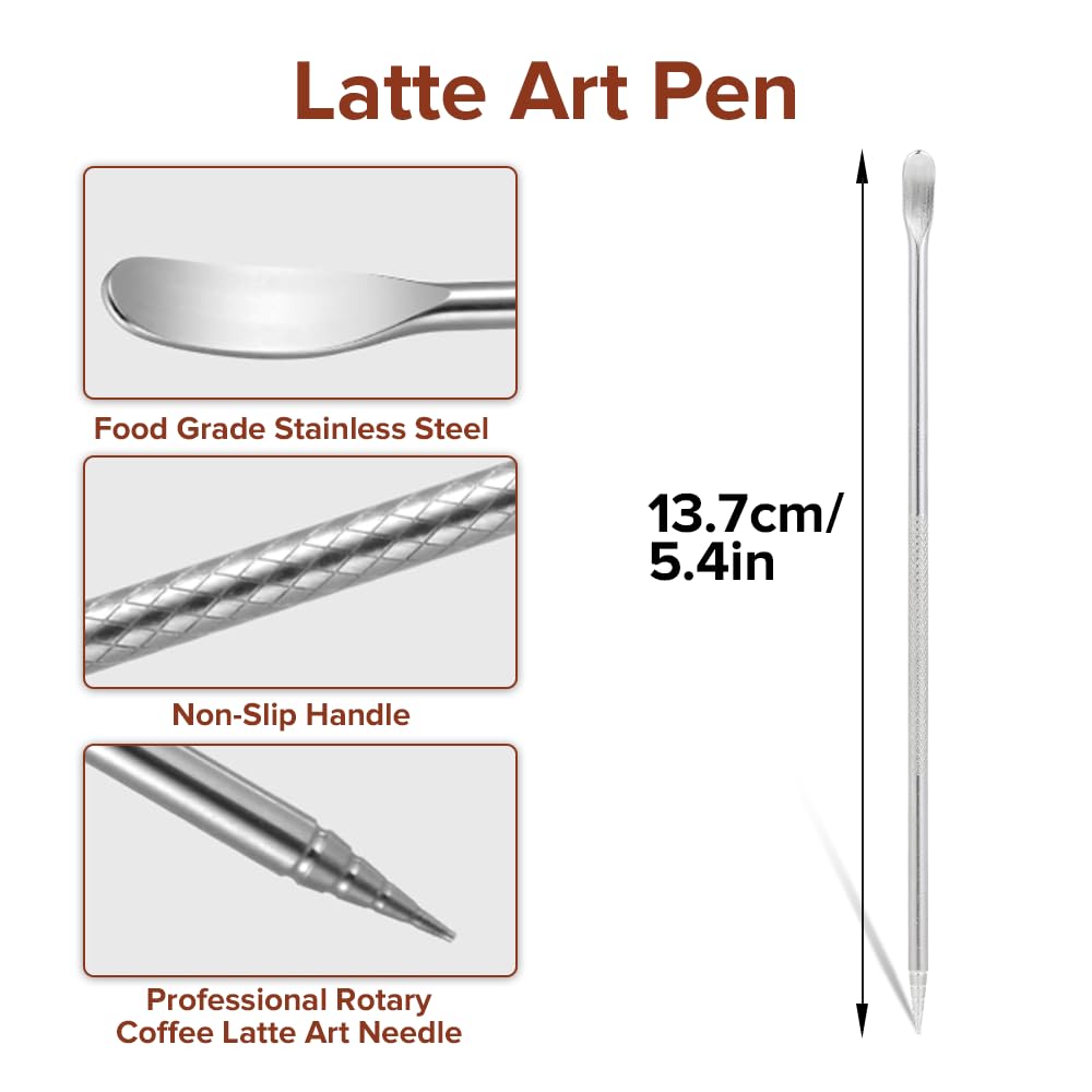 Bricco Latte Art In Acciaio Inox - 350ml Con Scala Graduata E Penna Per Cappuccino - Foto 8