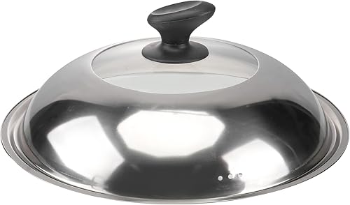 Miniatura 7 de Tapa de cocción de cúpula de 14 pulgadas, cubierta universal de acero inoxidable para sartenes, sartenes de hierro fundido, utensilios de cocina,