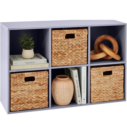 Image of Best Choice Products Kids Bookcase 6-Cube Storage Organizer, 11in Shelf Opening, Bookshelf, Toy Storage, Customizable w/ 3 Removable Back Panels – Lavender