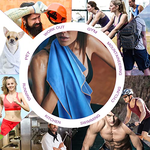 Riakrum 6 Pieces Camping Instant Dry Towel 24 X 48 Inch Microfiber Travel Towel Instant Drying Lightweight, Sports Gym Towels For Showering Hiking Swim Fishing Towel, 6 Colors, Individual Mesh Bag #TOP6